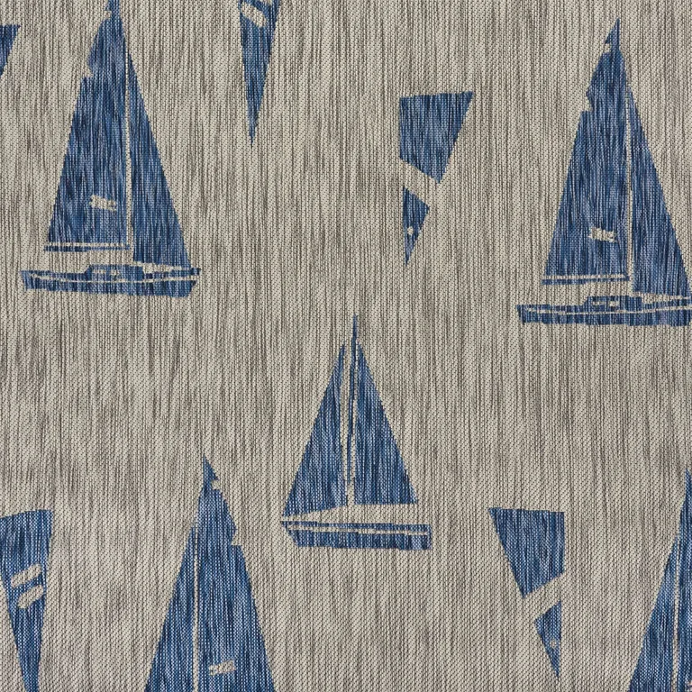 Gray Sailboat Indoor Outdoor Area Rug Photo 4