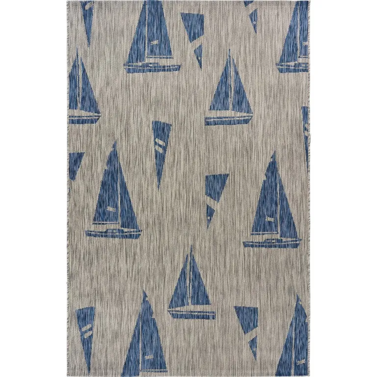 Gray Sailboat Indoor Outdoor Scatter Rug Photo 1