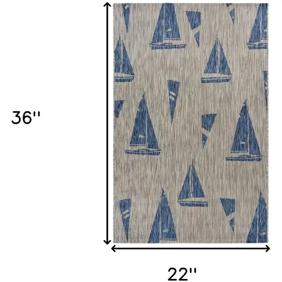 Gray Sailboat Indoor Outdoor Scatter Rug Photo 10