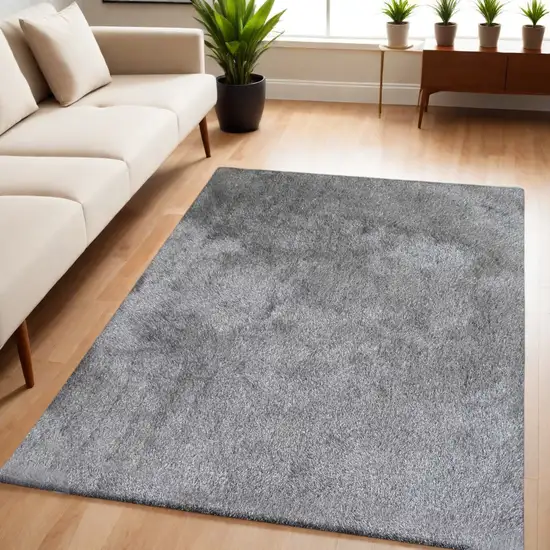 Gray Shag Hand Tufted Area Rug Photo 1