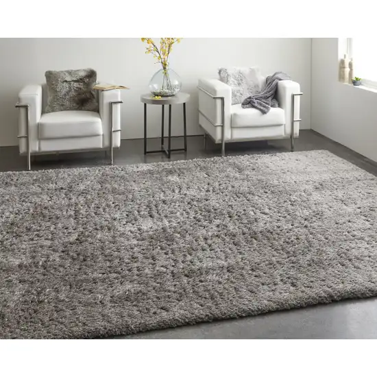 Gray Shag Power Loom Stain Resistant Area Rug Photo 6