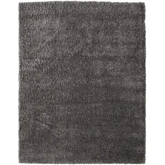 Gray Shag Power Loom Stain Resistant Area Rug Photo 1