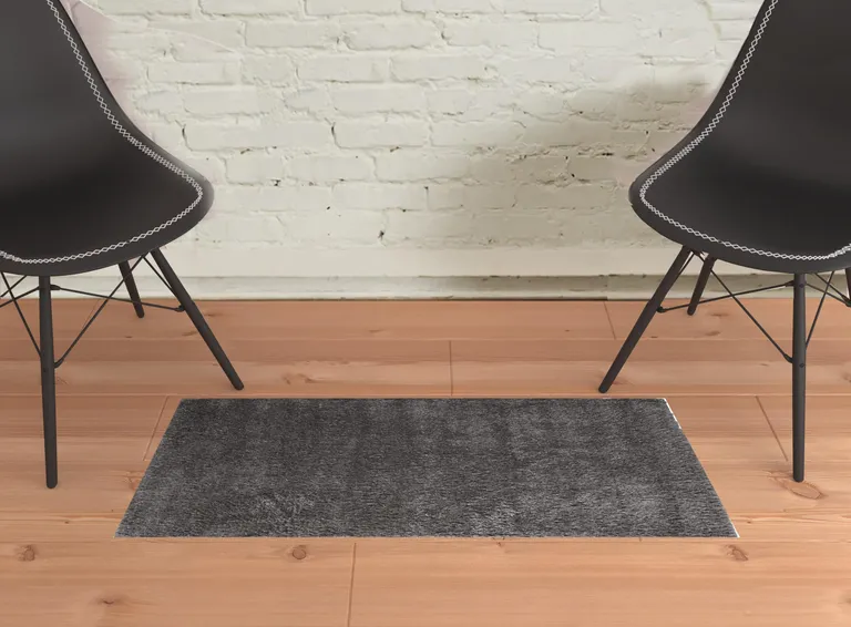 Gray Shag Power Loom Stain Resistant Area Rug Photo 2