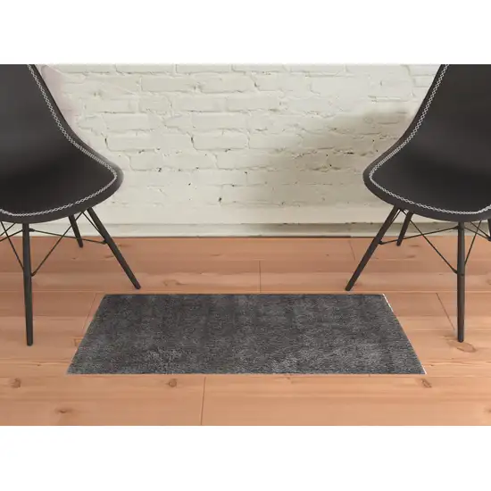 Gray Shag Power Loom Stain Resistant Area Rug Photo 2