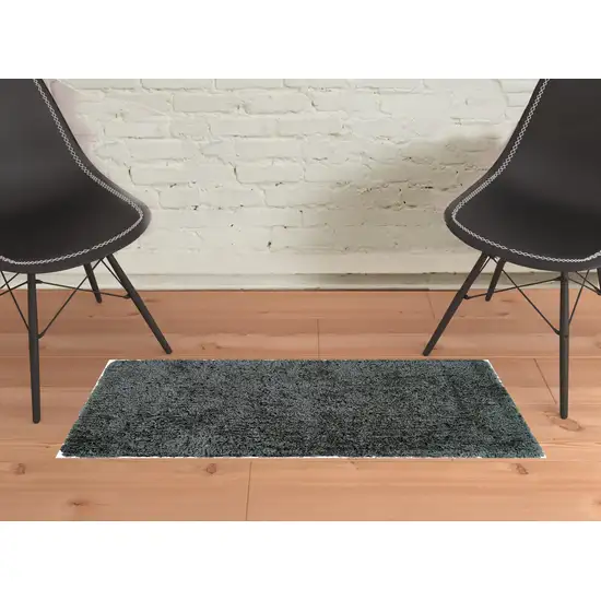 Gray Shag Tufted Handmade Stain Resistant Area Rug Photo 2