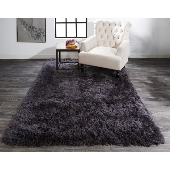 Gray Shag Tufted Handmade Stain Resistant Area Rug Photo 3