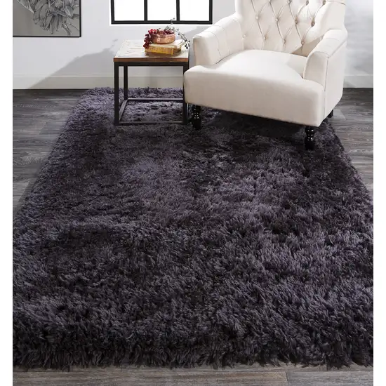 Gray Shag Tufted Handmade Stain Resistant Area Rug Photo 4