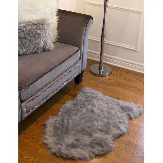 Gray Sheepskin Faux Fur Single - Area Rug Photo 3