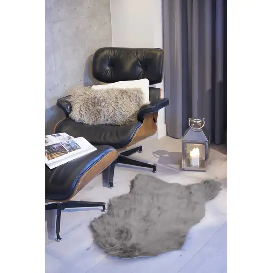 Gray Sheepskin Faux Fur Single - Area Rug Photo 4