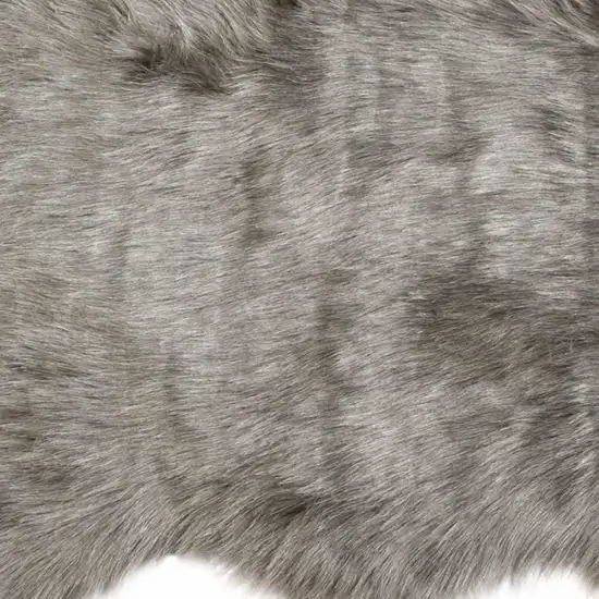 Gray Faux Sheepskin Animal Print Shag Sheepskin Area Rug Photo 3