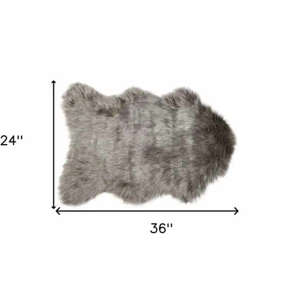 Gray Faux Sheepskin Animal Print Shag Sheepskin Area Rug Photo 9