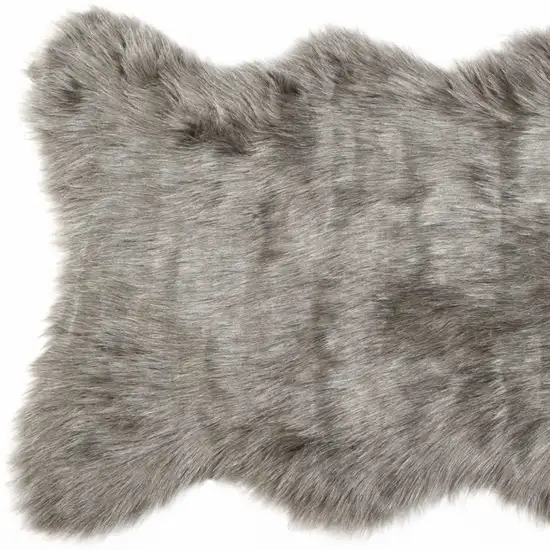 Gray Faux Sheepskin Animal Print Shag Sheepskin Area Rug Photo 4