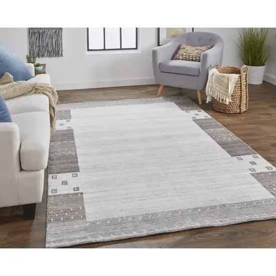 Gray Silver And Black Wool Hand Knotted Stain Resistant Area Rug Photo 7