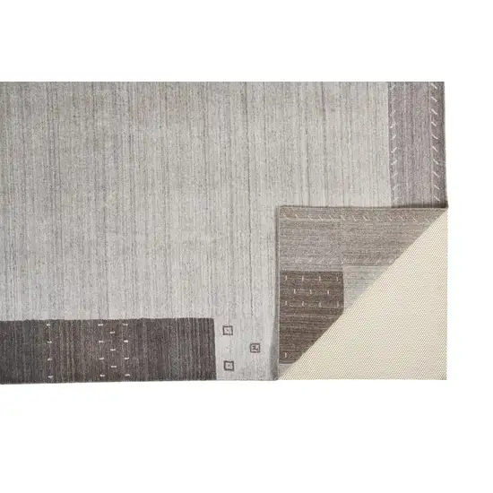 Gray Silver And Black Wool Hand Knotted Stain Resistant Area Rug Photo 1