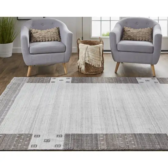 Gray Silver And Black Wool Hand Knotted Stain Resistant Area Rug Photo 8