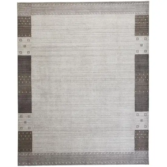 Gray Silver And Black Wool Hand Knotted Stain Resistant Area Rug Photo 2