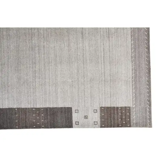 Gray Silver And Black Wool Hand Knotted Stain Resistant Area Rug Photo 4