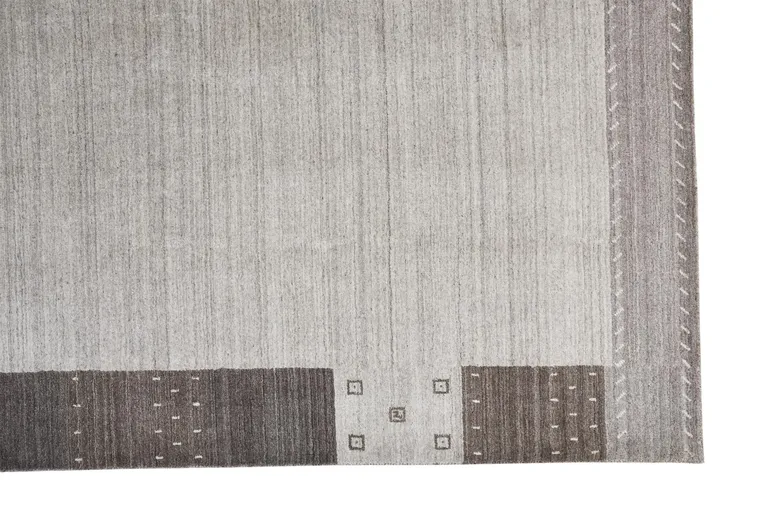 Gray Silver And Black Wool Hand Knotted Stain Resistant Area Rug Photo 4