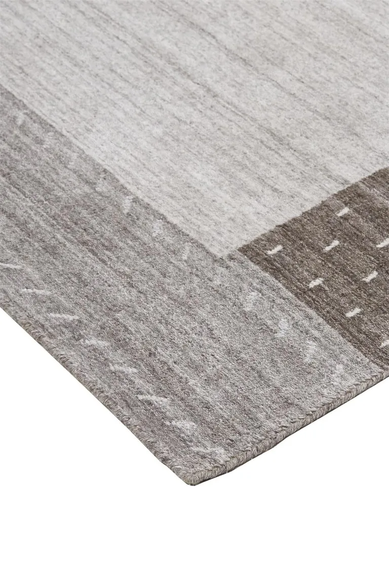 Gray Silver And Black Wool Hand Knotted Stain Resistant Area Rug Photo 4