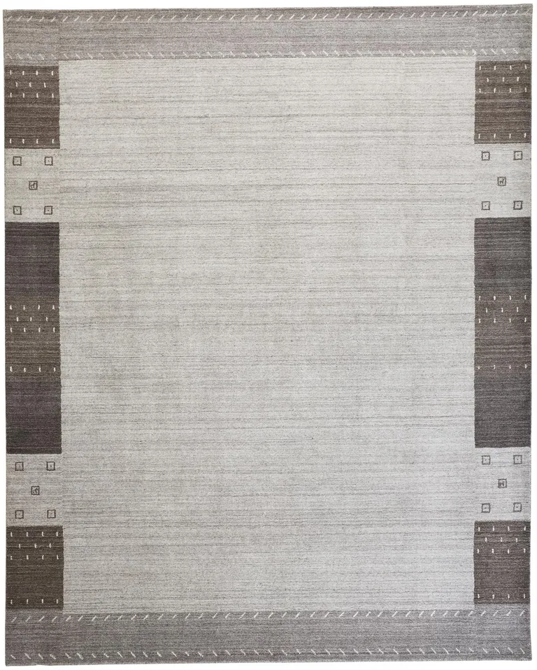 Gray Silver And Black Wool Hand Knotted Stain Resistant Area Rug Photo 2