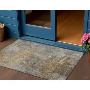 Photo of Gray Silver And Charcoal Abstract Washable Indoor Outdoor Area Rug