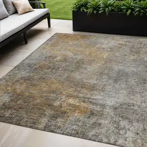 Photo of Gray Silver And Charcoal Abstract Washable Indoor Outdoor Area Rug