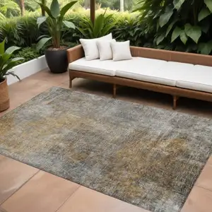 Photo of Gray Silver And Charcoal Abstract Washable Indoor Outdoor Area Rug