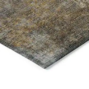 Photo of Gray Silver And Charcoal Abstract Washable Indoor Outdoor Area Rug