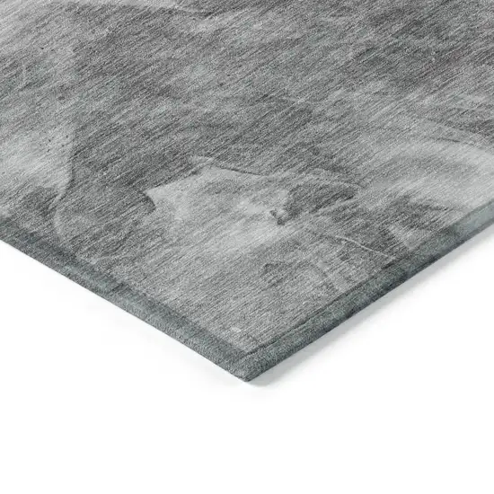 Gray Silver And Charcoal Abstract Washable Indoor Outdoor Area Rug Photo 4