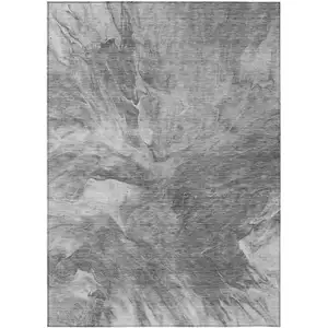 Photo of Gray Silver And Charcoal Abstract Washable Indoor Outdoor Area Rug