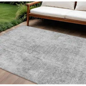 Photo of Gray Silver And Charcoal Abstract Washable Indoor Outdoor Area Rug