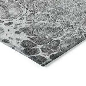 Photo of Gray Silver And Charcoal Abstract Washable Indoor Outdoor Area Rug