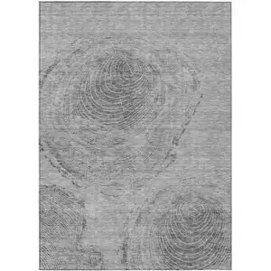 Photo of Gray Silver And Charcoal Abstract Washable Indoor Outdoor Area Rug