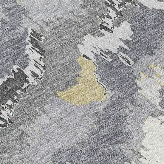 Gray Silver And Charcoal Abstract Washable Indoor Outdoor Area Rug Photo 6