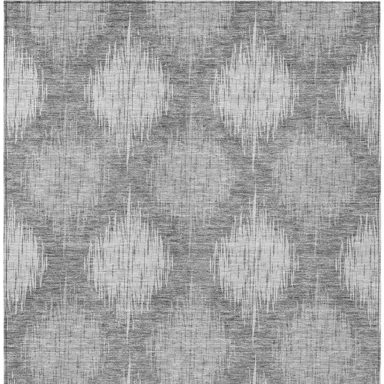 Gray Silver And Charcoal Ikat Washable Indoor Outdoor Area Rug Photo 7