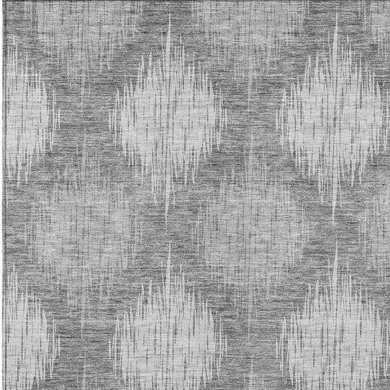 Gray Silver And Charcoal Ikat Washable Indoor Outdoor Area Rug Photo 6