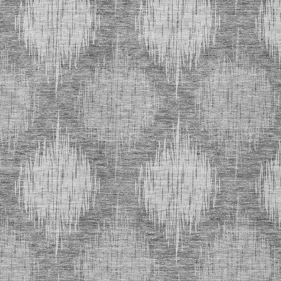 Gray Silver And Charcoal Ikat Washable Indoor Outdoor Area Rug Photo 6