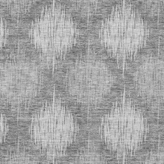 Gray Silver And Charcoal Ikat Washable Indoor Outdoor Area Rug Photo 6