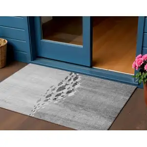 Photo of Gray Silver And Charcoal Nautical Washable Indoor Outdoor Area Rug