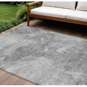 Photo of Gray Silver And Charcoal Nautical Washable Indoor Outdoor Area Rug