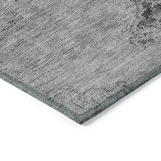 Gray Silver And Charcoal Oriental Washable Indoor Outdoor Area Rug Photo 4