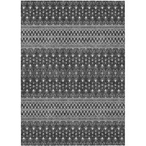 Photo of Gray Silver And Charcoal Tribal Washable Indoor Outdoor Area Rug