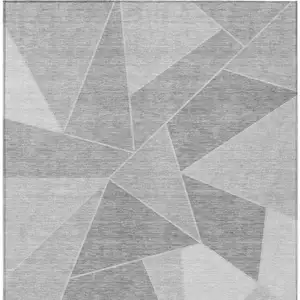 Photo of Gray Silver And Graphite Geometric Washable Indoor Outdoor Area Rug