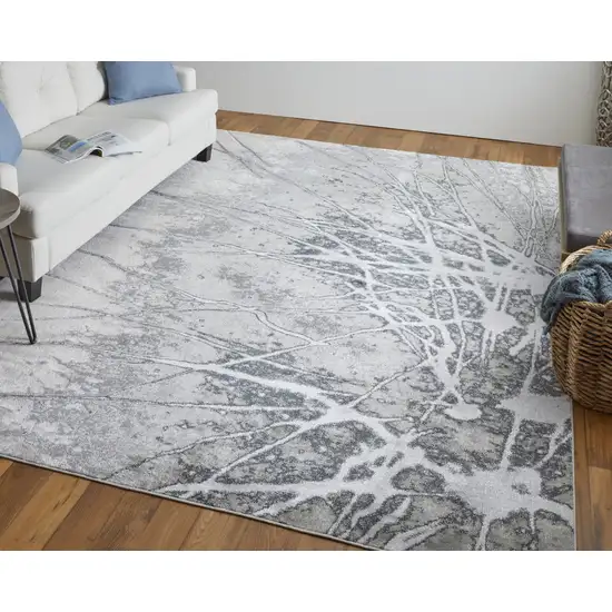 Gray Silver And Ivory Abstract Power Loom Area Rug Photo 8