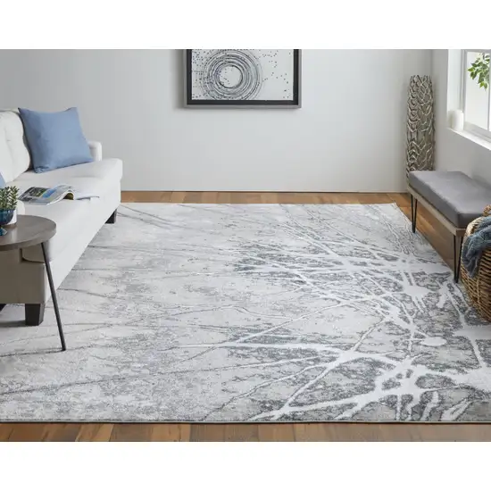 Gray Silver And Ivory Abstract Power Loom Area Rug Photo 7