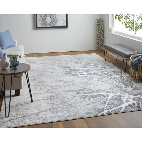 Gray Silver And Ivory Abstract Power Loom Area Rug Photo 2