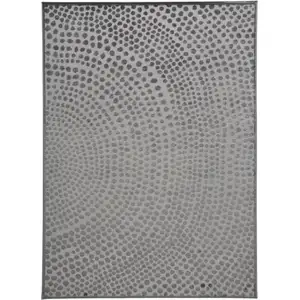 Photo of Gray Silver And Ivory Abstract Stain Resistant Area Rug