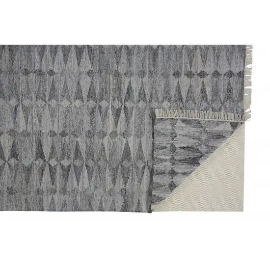 Gray Silver And Ivory Geometric Hand Woven Stain Resistant Area Rug With Fringe Photo 3