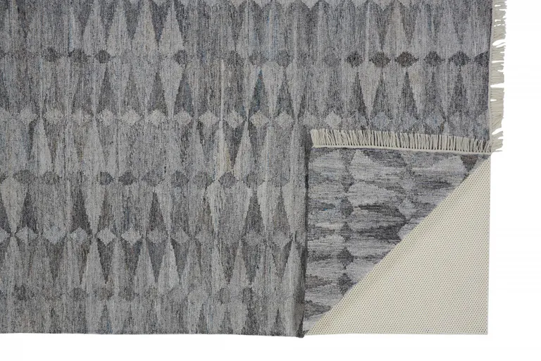 Gray Silver And Ivory Geometric Hand Woven Stain Resistant Area Rug With Fringe Photo 3