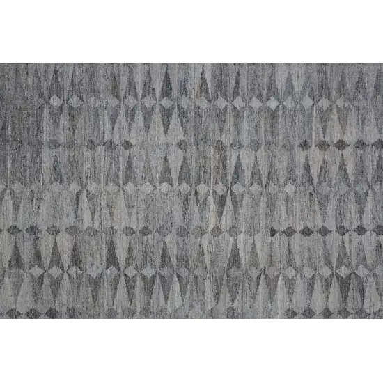 Gray Silver And Ivory Geometric Hand Woven Stain Resistant Area Rug With Fringe Photo 8